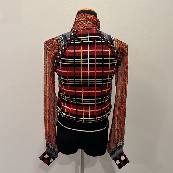 Jean Paul Gaultier Chiffon Sleeve Tartan Plaid Sweater - Picture 5 of 13